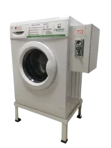 Commercial coin laundry machine left side with control panel
